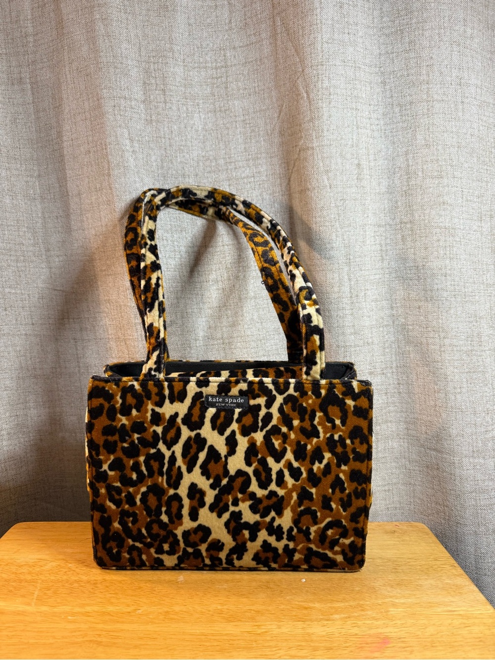 kate spade Leopard-Print Velvet Top-Handle Tote - Brown & Black